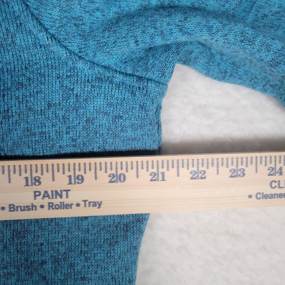 LL Bean Sweater Fleece Pullover Womens Size M Teal  Snap Mock Neck iSpeak Logo - Picture 8 of 9